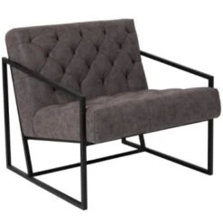Flash Furniture Hercules Madison Series Retro Gray Leather Tufted Lounge Chair