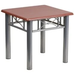 Flash Furniture Mahogany Laminate End Table With Silver Steel Frame