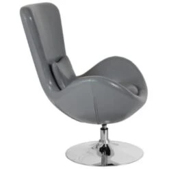Flash Furniture Egg Series Gray Leather Side Reception Chair 8 Flash Furniture Egg Series Gray Leather Side Reception Chair -Household Supplies Store 100222 w DetailedProductView2 Lg