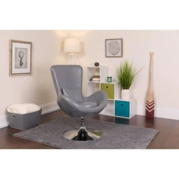 Flash Furniture Egg Series Gray Leather Side Reception Chair 7 Flash Furniture Egg Series Gray Leather Side Reception Chair - Image 5