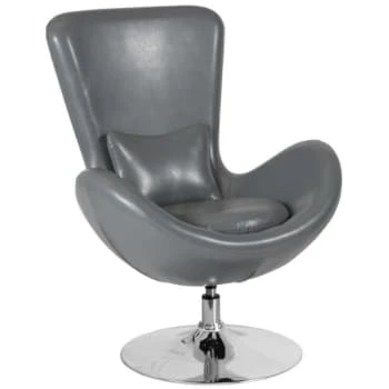 Flash Furniture Egg Series Gray Leather Side Reception Chair 3 Flash Furniture Egg Series Gray Leather Side Reception Chair