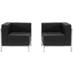 Flash Furniture Hercules Imagination Series Black Leather 2 Piece Corner Chair Set