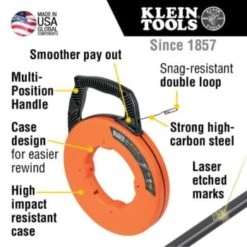 Klein Tools® 120' Steel Fish Tape 14 Klein Tools® 120' Steel Fish Tape -Household Supplies Store 104376 w DetailedProductView1 Lg