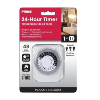 Prime Wire & Cable 24 Hr 125 Volt 15 Amp Electromechanical Timer W/ 1-Outlet 4 Prime Wire & Cable 24 Hr 125 Volt 15 Amp Electromechanical Timer W/ 1-Outlet - Image 2