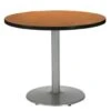 Kfi 42 Round Pedestal Table. Medium Oak Hpl Top, Round Silver Steel Base -Household Supplies Store 113778 w MainProductImage Lg