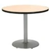 Kfi 30 Round Pedestal Table. Natural Hpl Top, Round Silver Steel Base