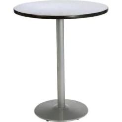 Kfi 30" Round Bistro Height Pedestal Table, Gray Nebula Hpl Top, Round Base