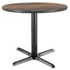 Kfi 30" Round Pedestal Table Walnut High Pressure Laminate Top Cast Iron Base