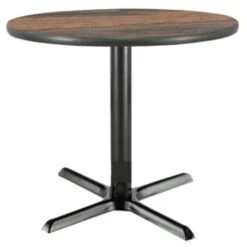 Kfi 30" Round Pedestal Table Walnut High Pressure Laminate Top Cast Iron Base