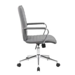 Boss Office Products Vinyl Hospitality Chair, Grey -Household Supplies Store 116678 w RightView Lg