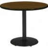 Kfi 42" Round Pedestal Table With Walnut Top, Round Black Base 1 Kfi 42" Round Pedestal Table With Walnut Top, Round Black Base -Household Supplies Store 122838 V Lg