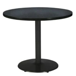Kfi 42" Round 29" H Pedestal Table With Graphite Nebula Top, Round Black Base