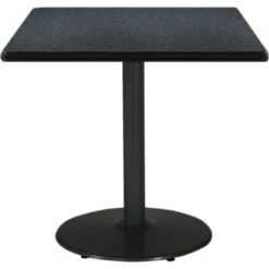 Kfi 36" Square Pedestal Table With Graphite Nebula Top, Round Black Base