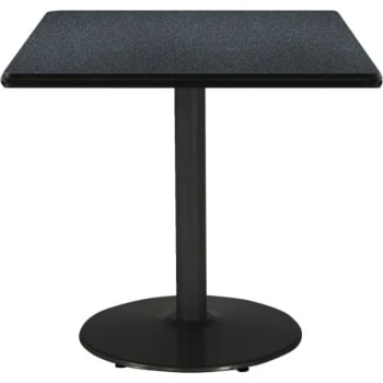 Kfi 36" Square Pedestal Table With Graphite Nebula Top, Round Black Base 3 Kfi 36" Square Pedestal Table With Graphite Nebula Top, Round Black Base