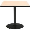Kfi 30" Square Pedestal Table With Natural Top, Round Black Base -Household Supplies Store 122878 V Lg