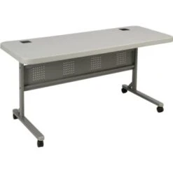 National Public Seating® Flip Top Table 29-.5h X 60w X 24"d, Speckled Gray