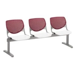 Kfi Seating Kool 3-Seat Reception Bench, Burgundy Backs, White Seats