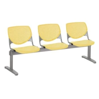 Kfi Seating Kool 3-Seat Reception Bench, Yellow Seats & Back 3 Kfi Seating Kool 3-Seat Reception Bench, Yellow Seats & Back