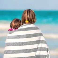 California Cabana Stripe Pool Towel, 30x70'' 15 Lbs/dz, White/grey, Case Of 24 -Household Supplies Store 128074 App V 3 Lg