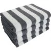 California Cabana Stripe Pool Towel, 30x70'' 15 Lbs/dz, White/grey, Case Of 24