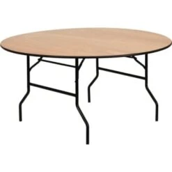 Flash Furniture 72'' Round Wood Folding Banquet Table With Clear Coated Finished Top -Household Supplies Store 128268 V Lg