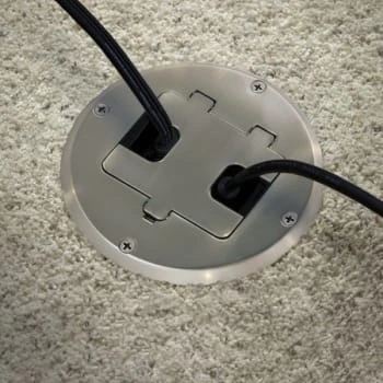 Hubbell 1-Gang Floor Box Kit W/ Recessed Duplex 15 Amp Adjustable Steel Box (Nickel) 4 Hubbell 1-Gang Floor Box Kit W/ Recessed Duplex 15 Amp Adjustable Steel Box (Nickel) - Image 2