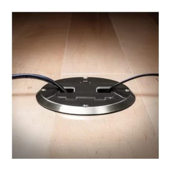 Hubbell 1-Gang Floor Box Kit W/ Recessed Duplex 15 Amp Adjustable Steel Box (Nickel) 5 Hubbell 1-Gang Floor Box Kit W/ Recessed Duplex 15 Amp Adjustable Steel Box (Nickel) - Image 3