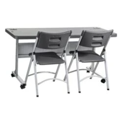 National Public Seating® 24 X 60" Flip-N-Store Training Table In Charcoal Slate -Household Supplies Store 145135 w LifestyleImage Lg