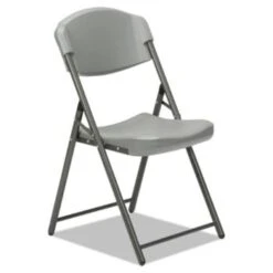 Skilcraft Folding Chair, Charcoal Seat/charcoal Back, Gray Base, Package Of 4