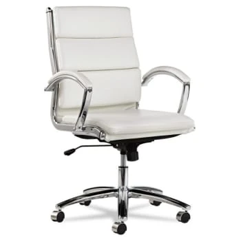Alera® Neratoli Mid-Back Swivel/tilt Chair, White Faux Leather, Chrome Frame 3 Alera® Neratoli Mid-Back Swivel/tilt Chair, White Faux Leather, Chrome Frame