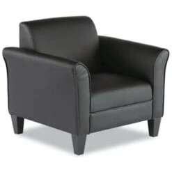 Alera® Reception Lounge Series Club Chair, Black/black Leather