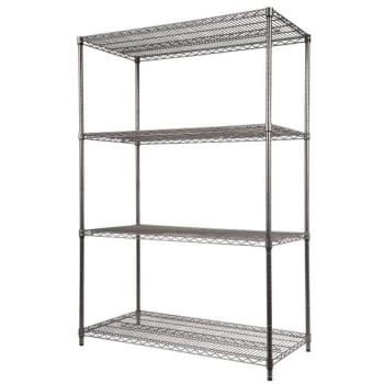 Alera Wire Shelving Starter Kit, Four-Shelf, 48w X 24d X 72h, Black Anthracite 4 Alera Wire Shelving Starter Kit, Four-Shelf, 48w X 24d X 72h, Black Anthracite - Image 2