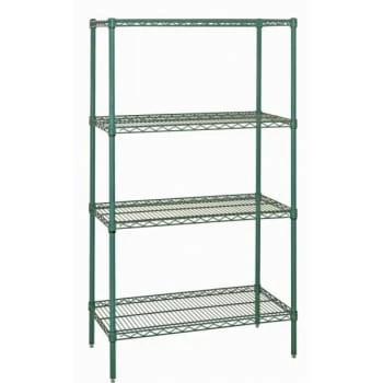 Quantum Storage Systems® 4-Shelf Starter Kit Proform Green Epoxy Wire Shelving 18x60x74 Inch 3 Quantum Storage Systems® 4-Shelf Starter Kit Proform Green Epoxy Wire Shelving 18x60x74 Inch