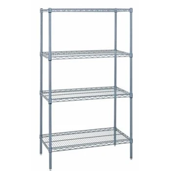 Quantum Storage Systems® 4-Shelf Starter Kit Gray Epoxy Wire Shelving 24x48x63 Inch 3 Quantum Storage Systems® 4-Shelf Starter Kit Gray Epoxy Wire Shelving 24x48x63 Inch
