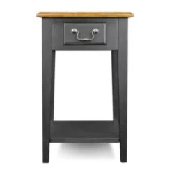 Leick Home One Drawer Square Side Table With Shelf,medium Oak And Slate Black 23 Leick Home One Drawer Square Side Table With Shelf,medium Oak And Slate Black -Household Supplies Store 183576 w DetailedProductView20 Lg