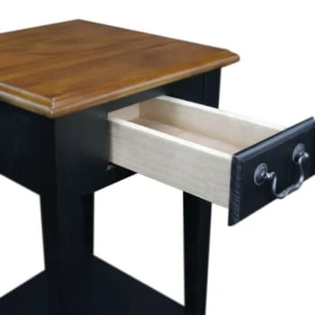 Leick Home One Drawer Square Side Table With Shelf,medium Oak And Slate Black 4 Leick Home One Drawer Square Side Table With Shelf,medium Oak And Slate Black - Image 2