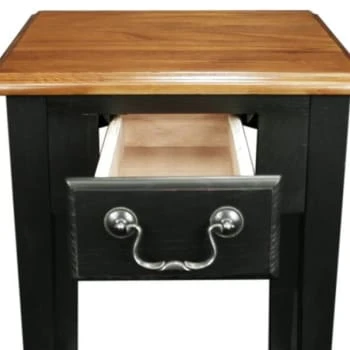 Leick Home One Drawer Square Side Table With Shelf,medium Oak And Slate Black 5 Leick Home One Drawer Square Side Table With Shelf,medium Oak And Slate Black - Image 3