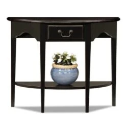 Leick Home One Drawer Demilune Console Table With Shelf,slate Black