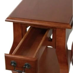 Leick Home One Drawer French Cabriole Leg Side Table With Shelf,brown Cherry -Household Supplies Store 183611 w DetailedProductView6 Lg