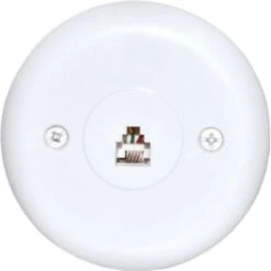 Adamax Round Phone Jack Wall Plate, White, Package Of 5