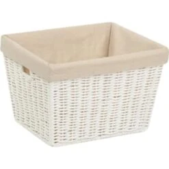 Honey-Can-Do Parchment Cord Basket With Liner White 8H X 12W X 10"L