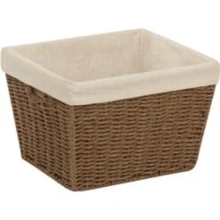 Honey-Can-Do Parchment Cord Basket With Liner Brown 8H X 12W X 10"L