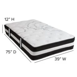 Flash Furniture 12 Inch Hybrid Mattress, Twin Mattress In A Box -Household Supplies Store 203750 w DetailedProductView4 Lg
