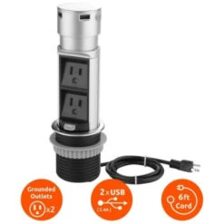 Link2home Space Saver Pop Up Outlet Station, 2 Power Outlets 15a, 2 Usb Ports -Household Supplies Store 212976 DetailedProductView1 Lg