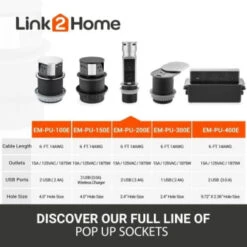 Link2home Space Saver Pop Up Outlet Station, 2 Power Outlets 15a, 2 Usb Ports -Household Supplies Store 212976 DetailedProductView7 Lg