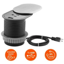 Link2home Space Saver Grommet Socket, 1 Power Outlet 15a, 1 Usb Port 2.4a 17 Link2home Space Saver Grommet Socket, 1 Power Outlet 15a, 1 Usb Port 2.4a -Household Supplies Store 212977 DetailedProductView2 Lg