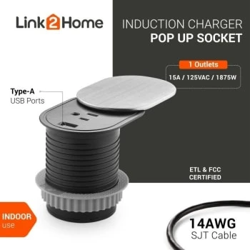 Link2home Space Saver Grommet Socket, 1 Power Outlet 15a, 1 Usb Port 2.4a 12 Link2home Space Saver Grommet Socket, 1 Power Outlet 15a, 1 Usb Port 2.4a - Image 10