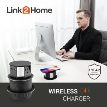 Link2home Space Saver Pop Up Outlet 10w Fast Induction Charger With Type-C Usb 6 Link2home Space Saver Pop Up Outlet 10w Fast Induction Charger With Type-C Usb - Image 4