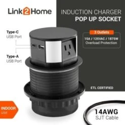 Link2home Space Saver Pop Up Outlet 10w Fast Induction Charger With Type-C Usb 19 Link2home Space Saver Pop Up Outlet 10w Fast Induction Charger With Type-C Usb -Household Supplies Store 212978 DetailedProductView6 Lg