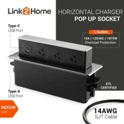 Link2home Space Saver Pop Up With Type-C Usb, 3 Power Outlets 15a, 2 Usb Ports -Household Supplies Store 212979 DetailedProductView6 Lg